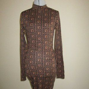 Geometric Print Bodycon Midi Dress